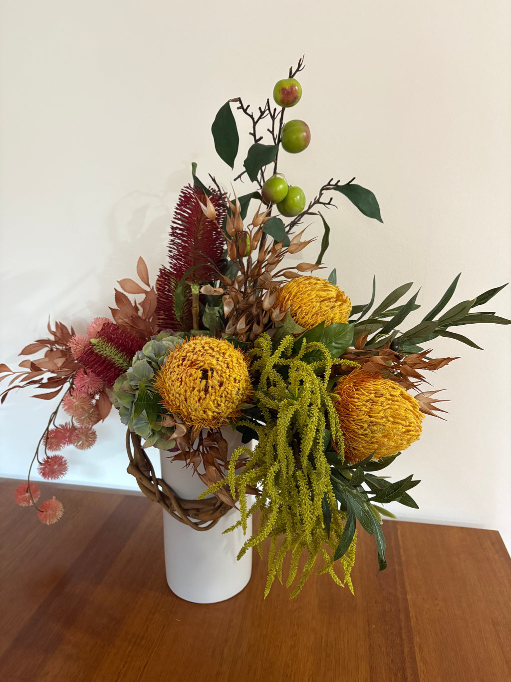 Golden Banksia and Bottlebrush Native Vase Arrangement