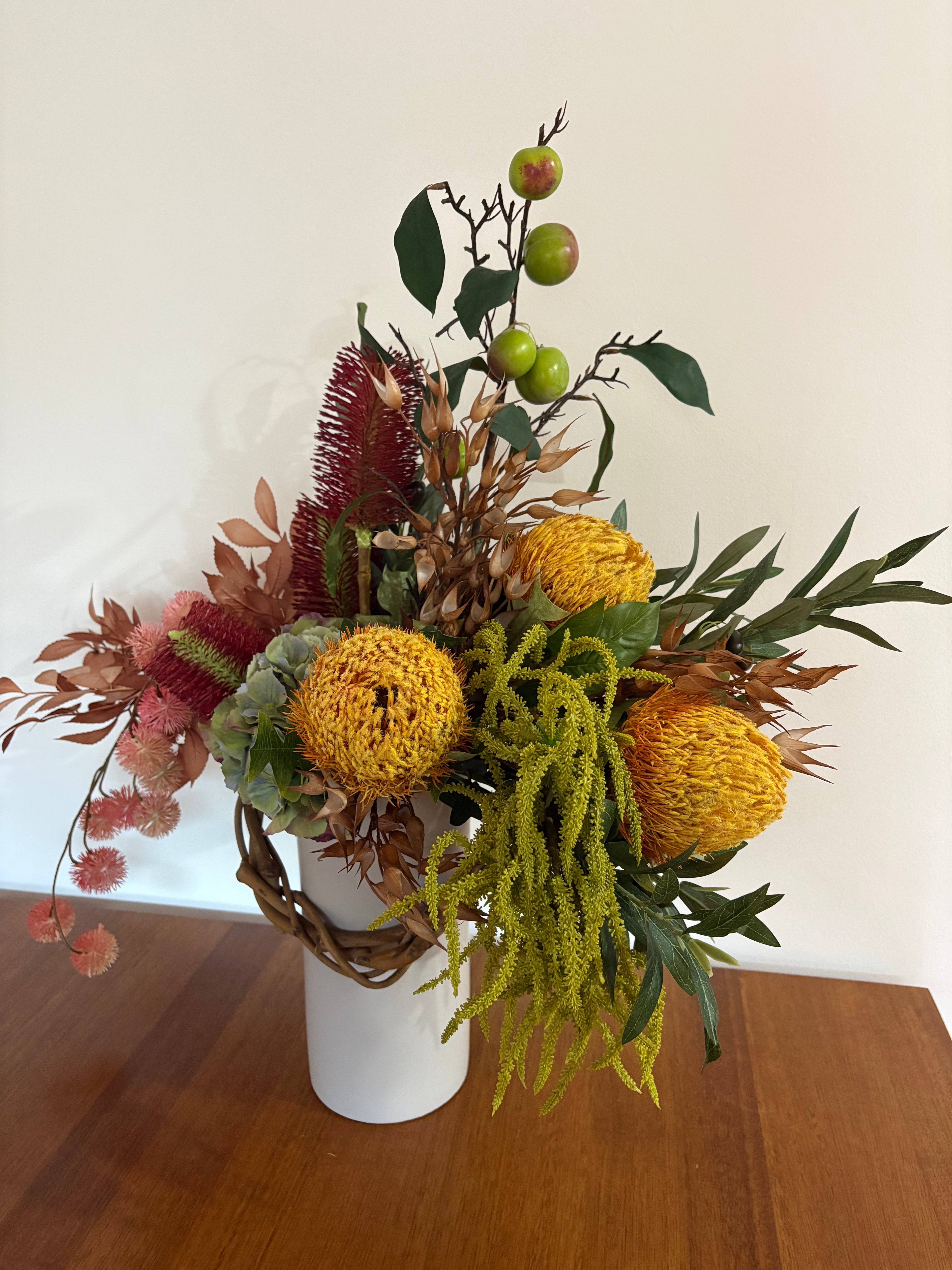 Golden Banksia and Bottlebrush Native Vase Arrangement