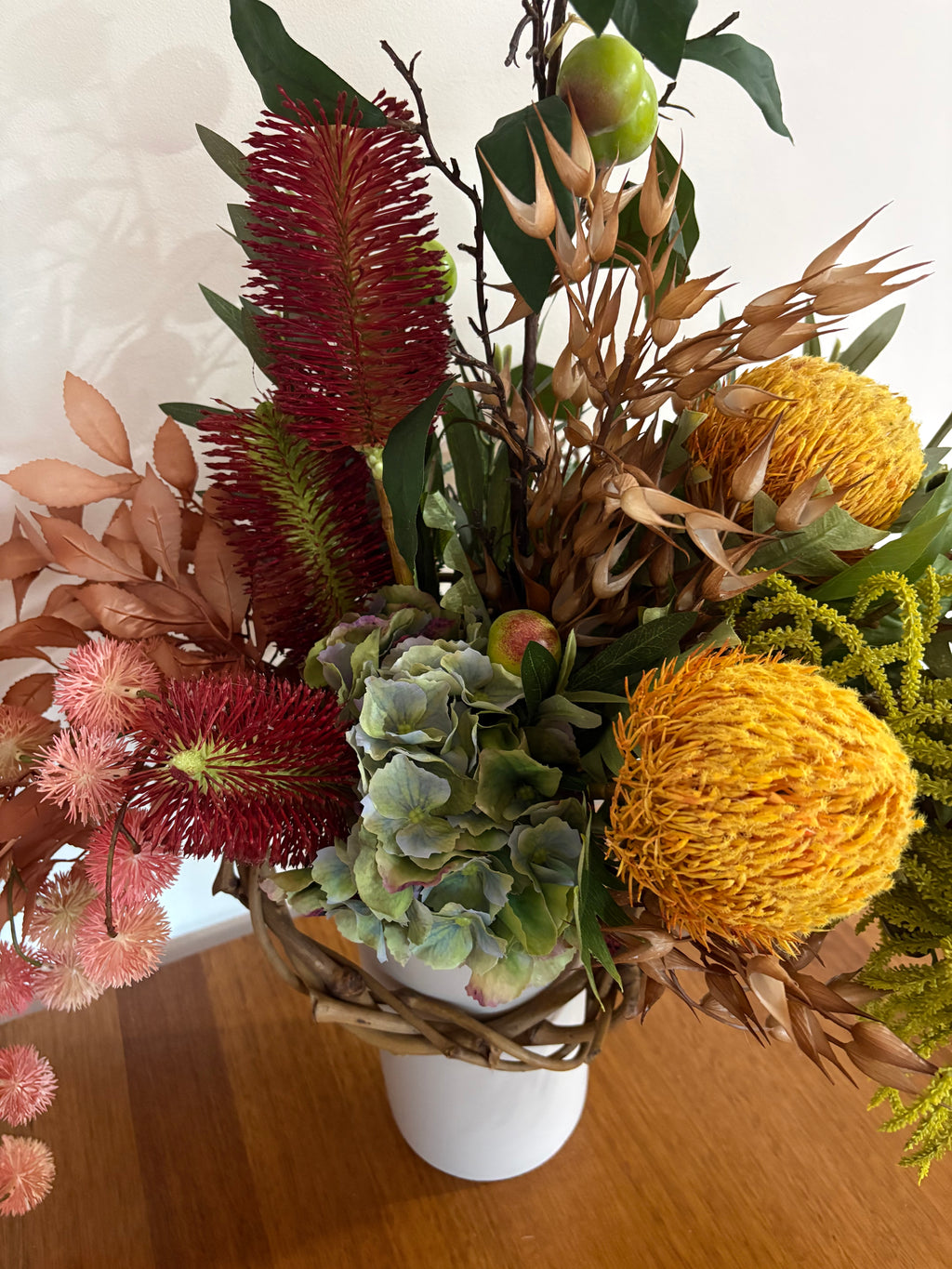 Golden Banksia and Bottlebrush Native Vase Arrangement