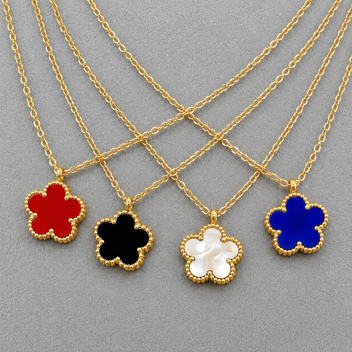 Clover Necklace, 18K Gold Plated Steel