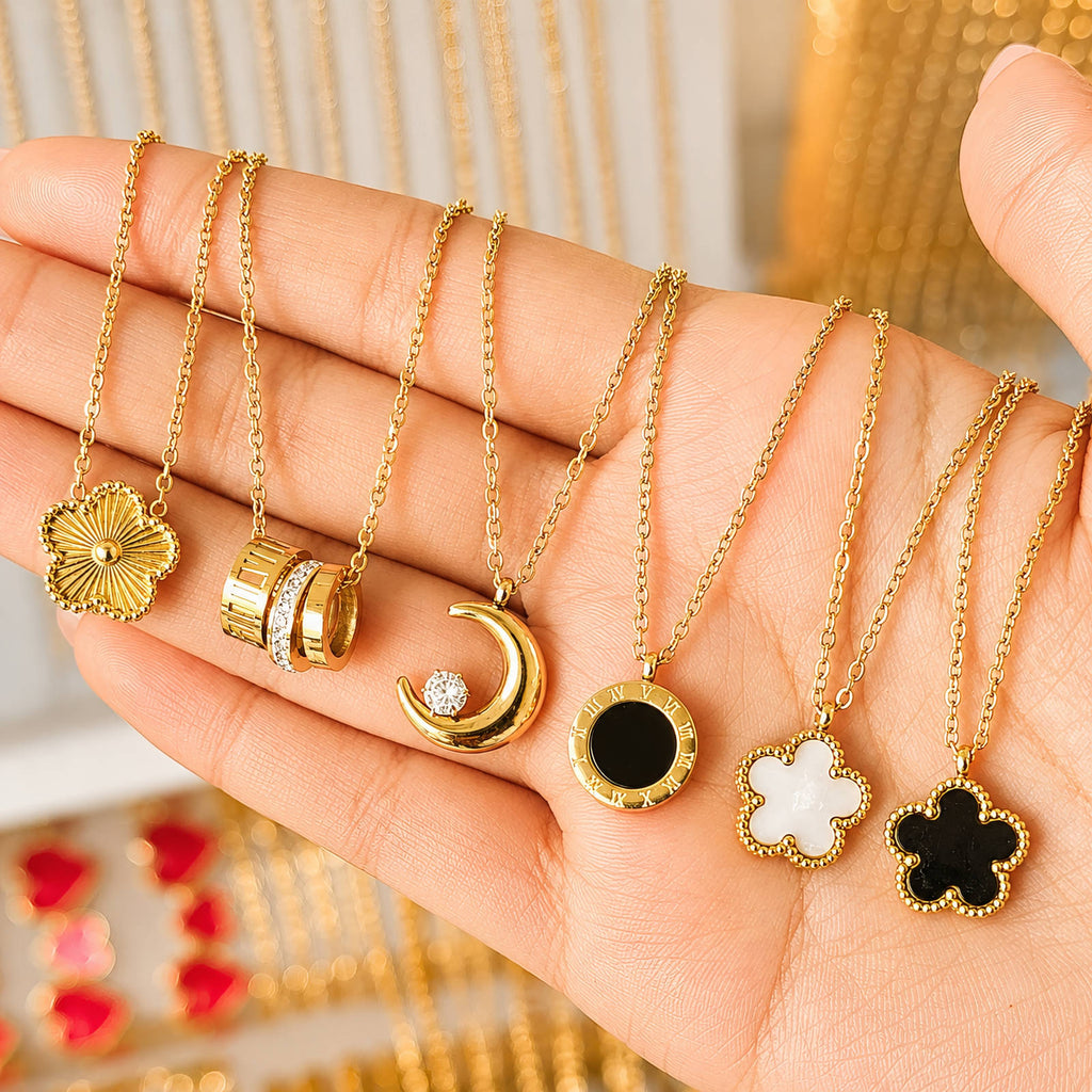 Clover Necklace, 18K Gold Plated Steel