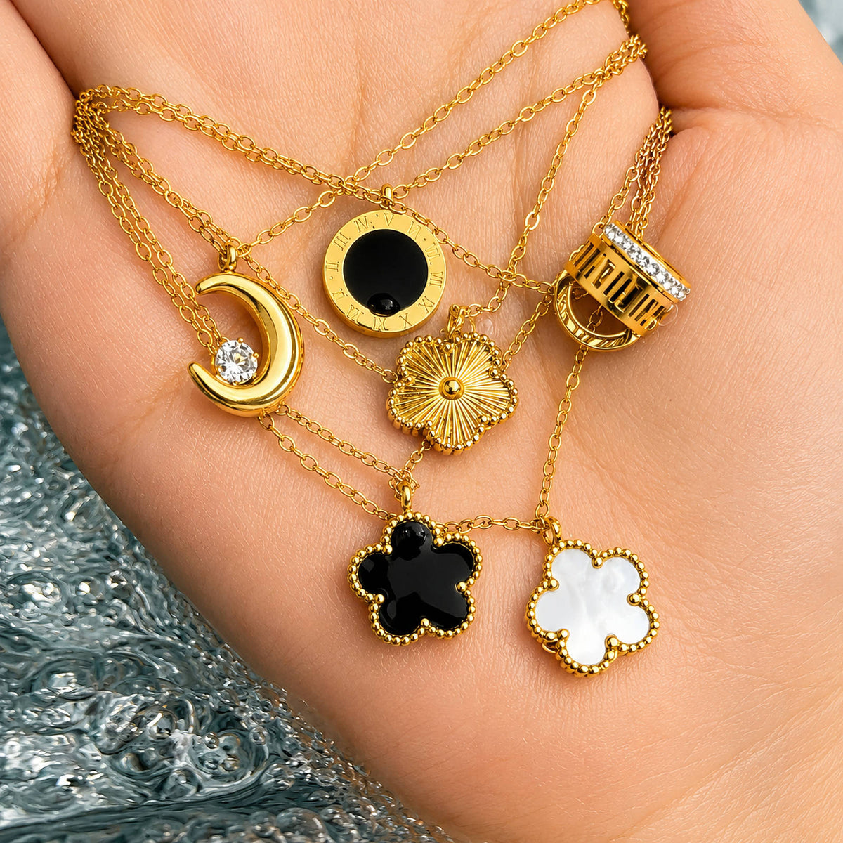 Clover Necklace, 18K Gold Plated Steel