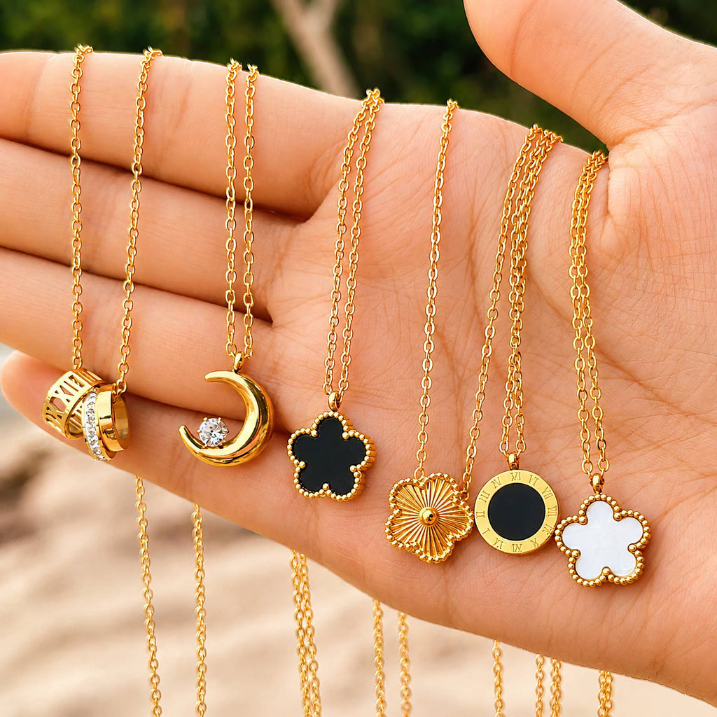 Clover Necklace, 18K Gold Plated Steel
