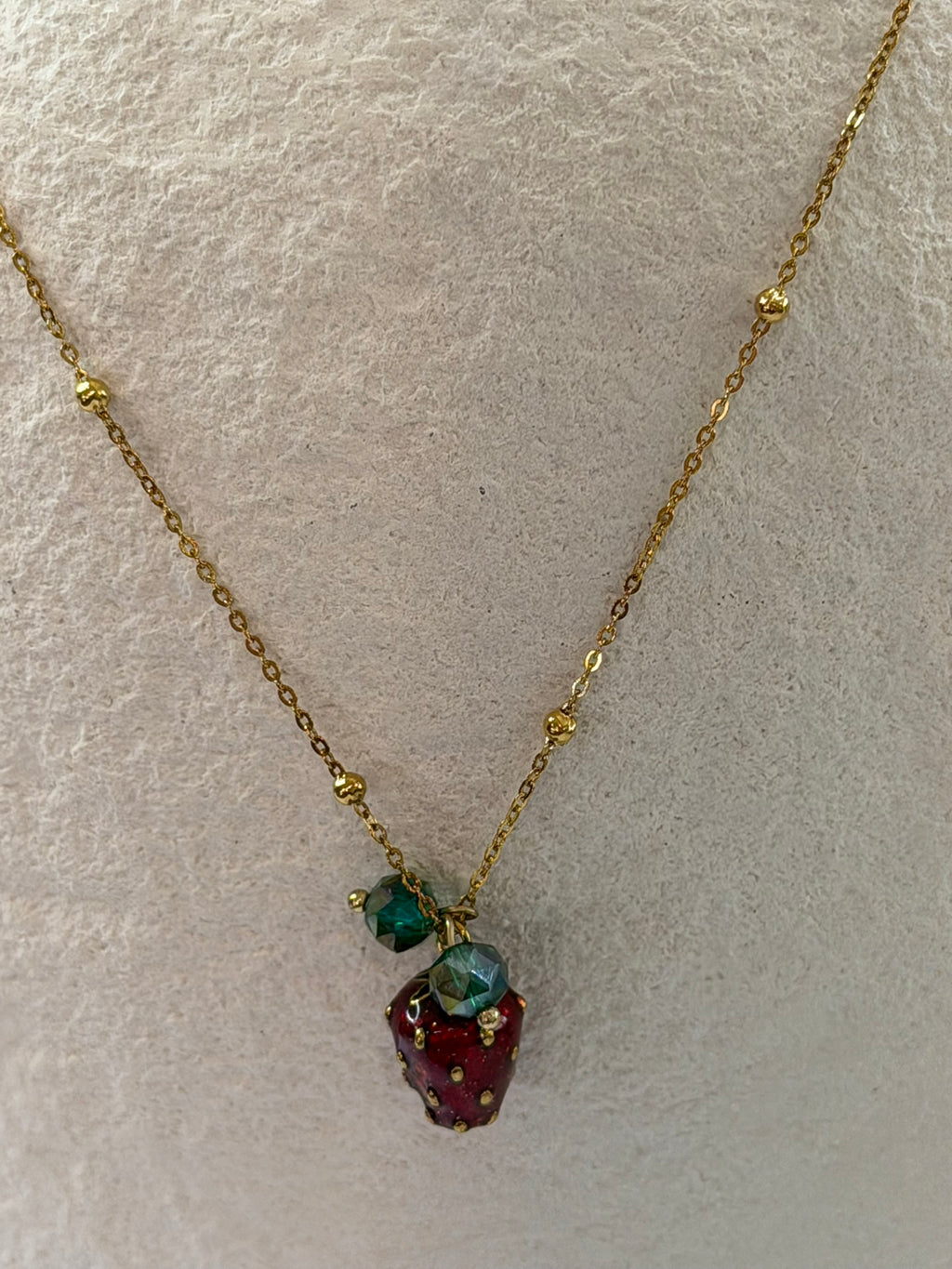 Blossom Strawberry Necklace 18k Gold Plated Steel