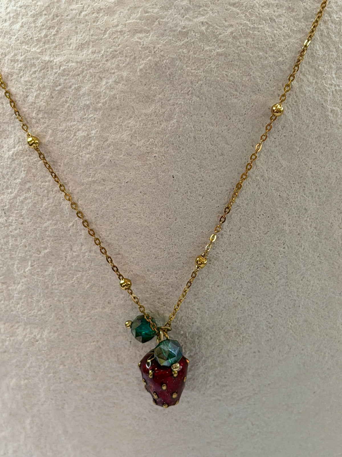 Blossom Strawberry Necklace 18k Gold Plated Steel