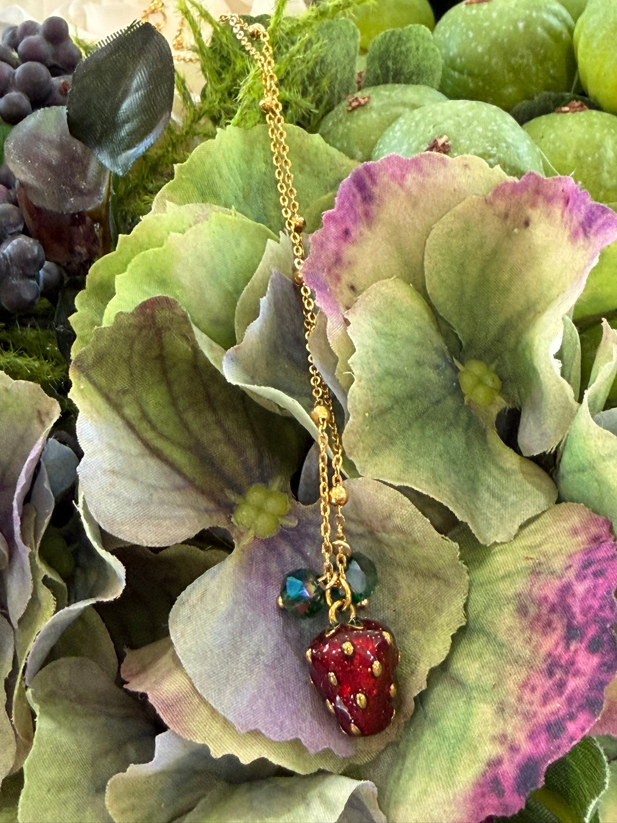 Blossom Strawberry Necklace 18k Gold Plated Steel