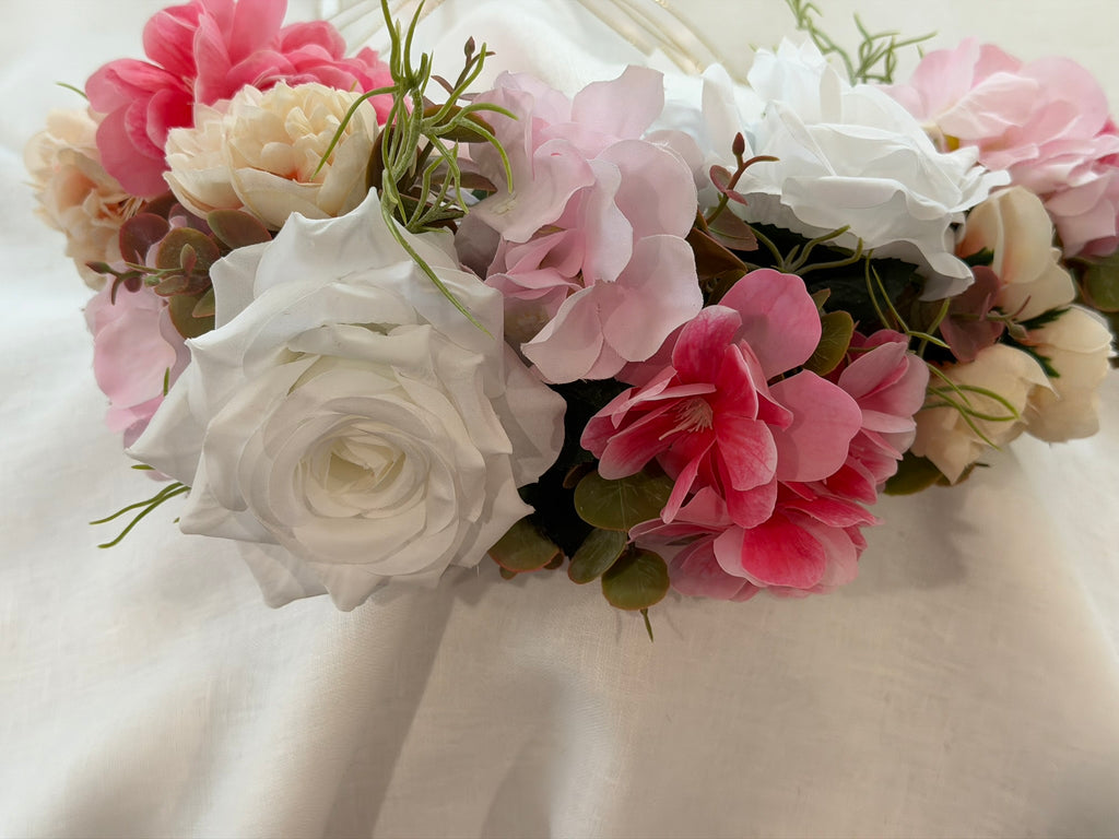 Cerise Blossoms, White Roses & Pink Hydrangea Flower Garland – Perfect for pets & humans