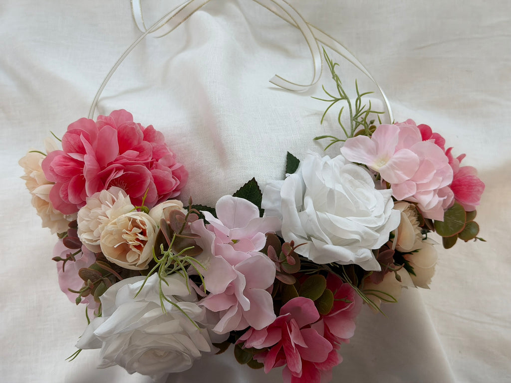 Cerise Blossoms, White Roses & Pink Hydrangea Flower Garland – Perfect for Pets & Humans