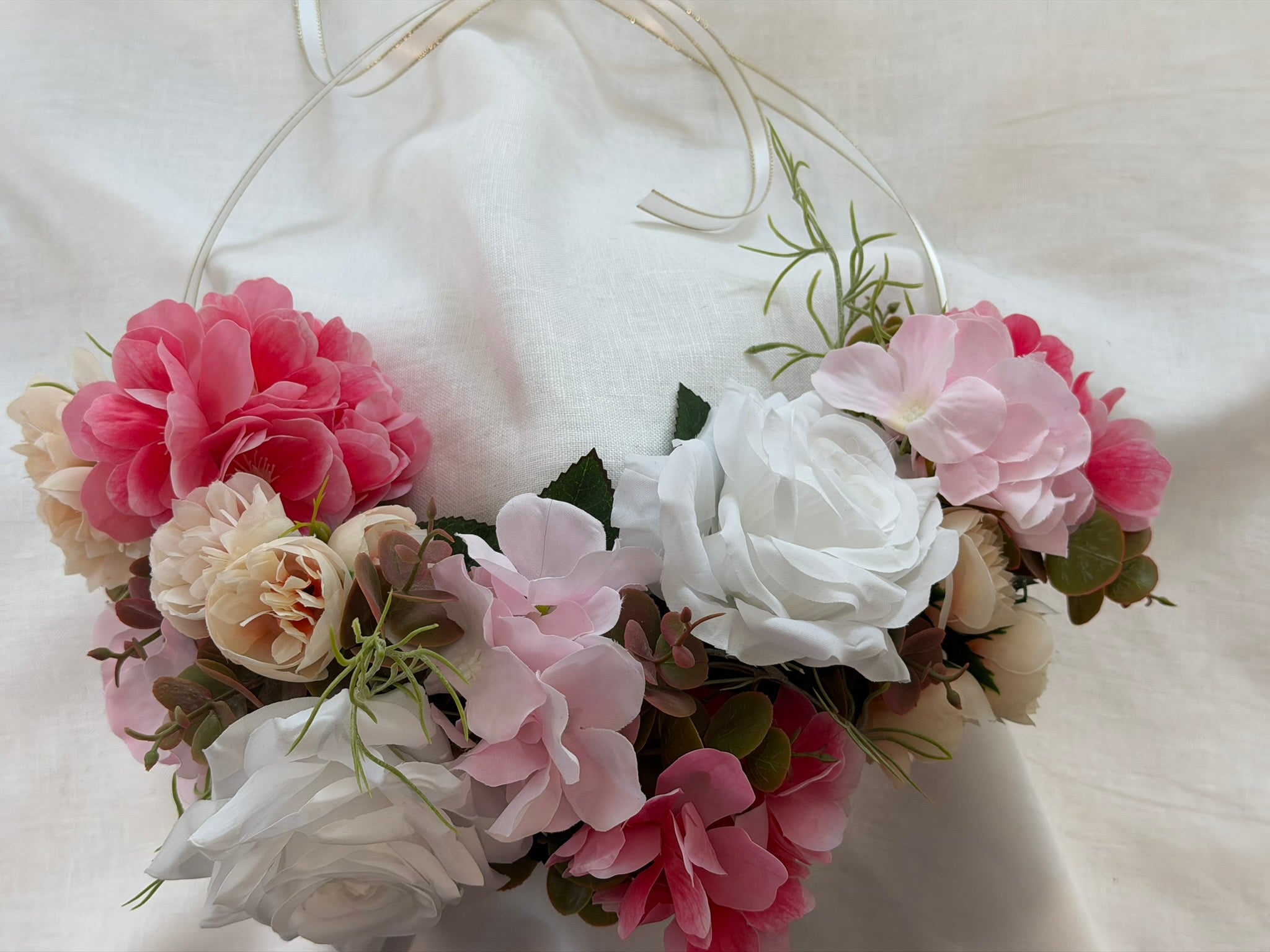 Cerise Blossoms, White Roses & Pink Hydrangea Flower Garland – Perfect for Pets &  Humans