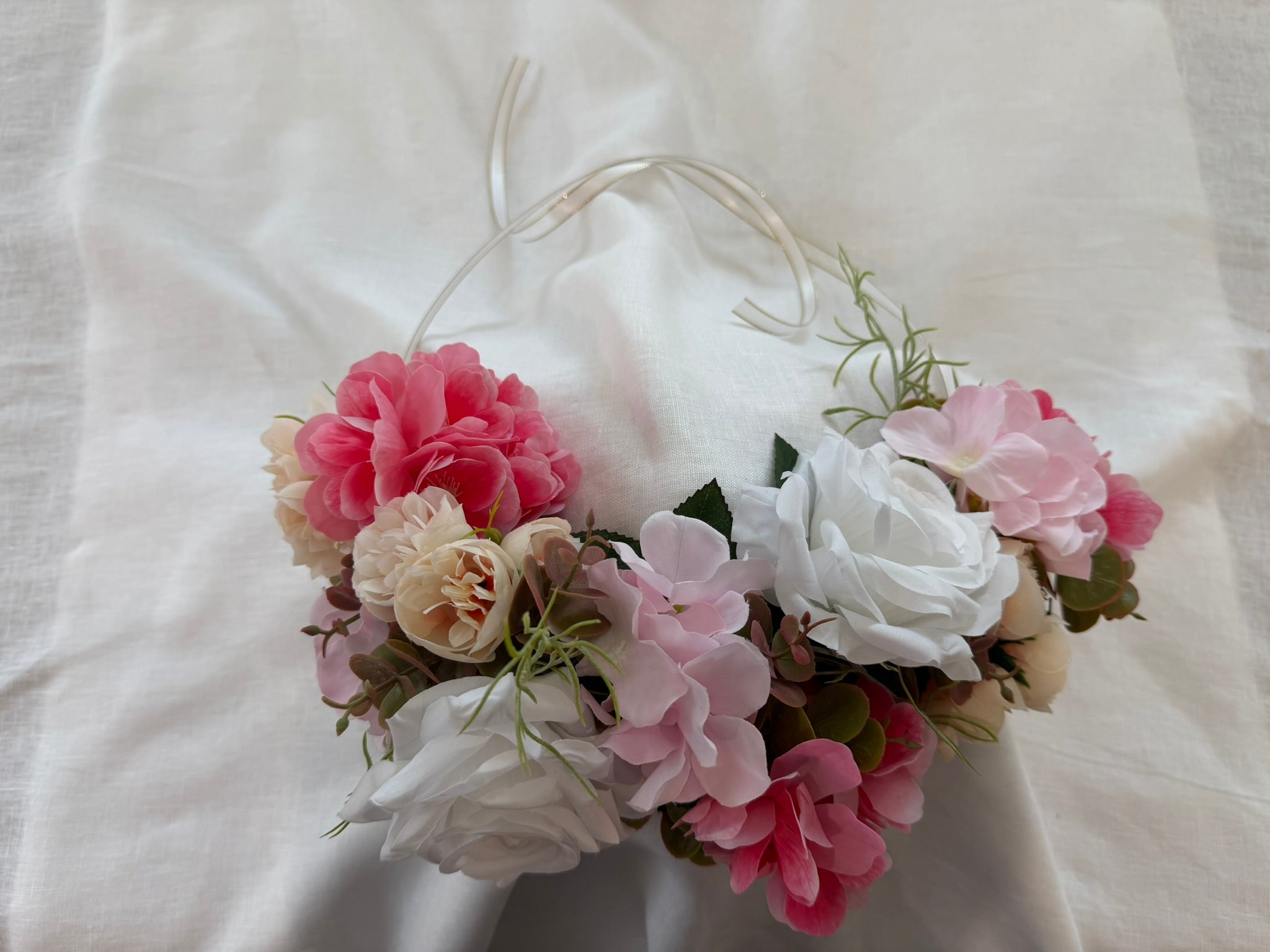 Cerise Blossoms, White Roses & Pink Hydrangea Flower Garland – Perfect for Pets & Humans