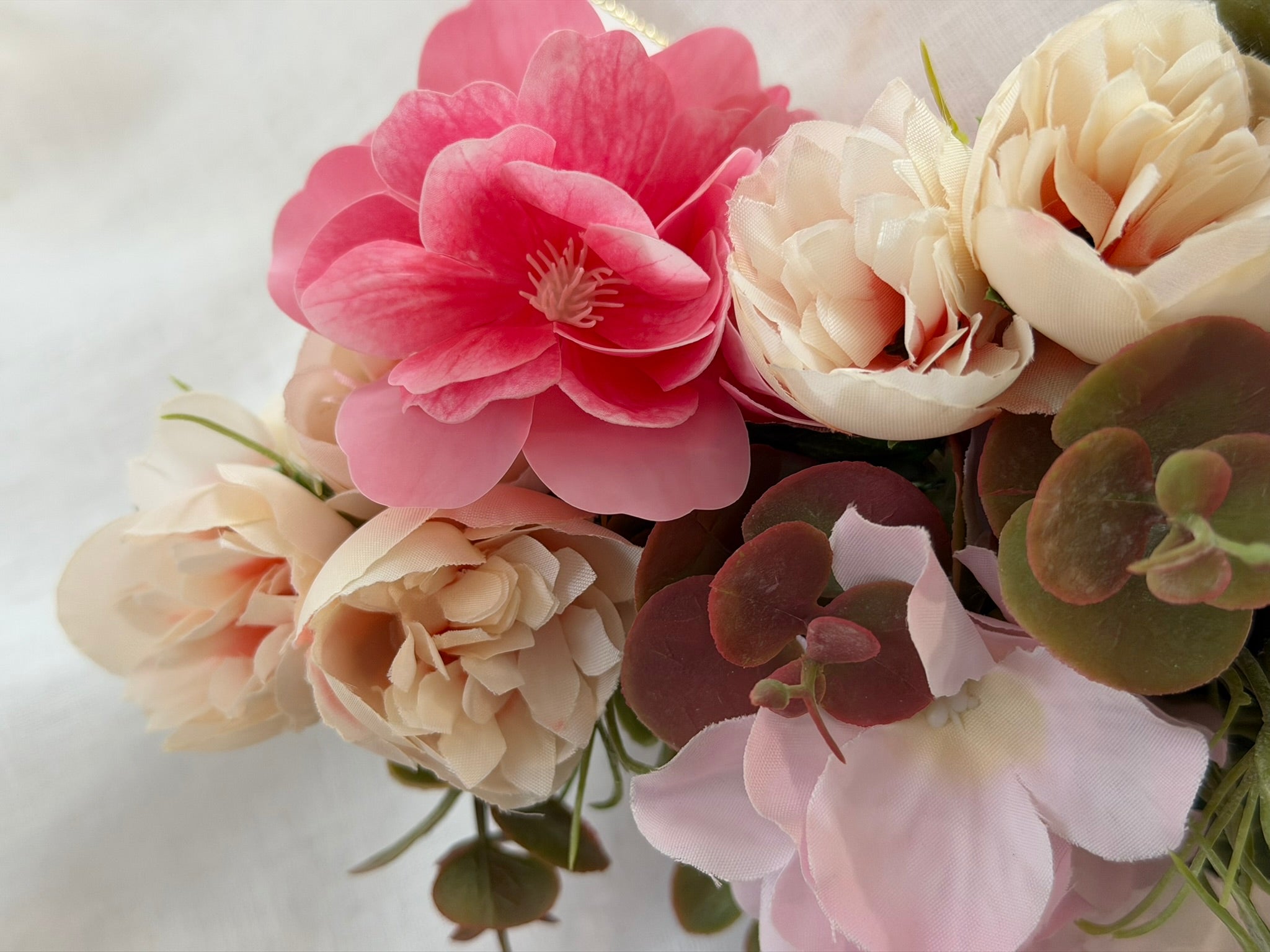 Cerise Blossoms, White Roses & Pink Hydrangea Flower Garland – Perfect for Pets & Humans