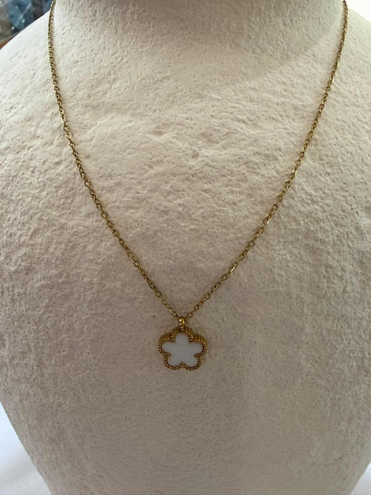 Clover Necklace, 18K Gold Plated Steel