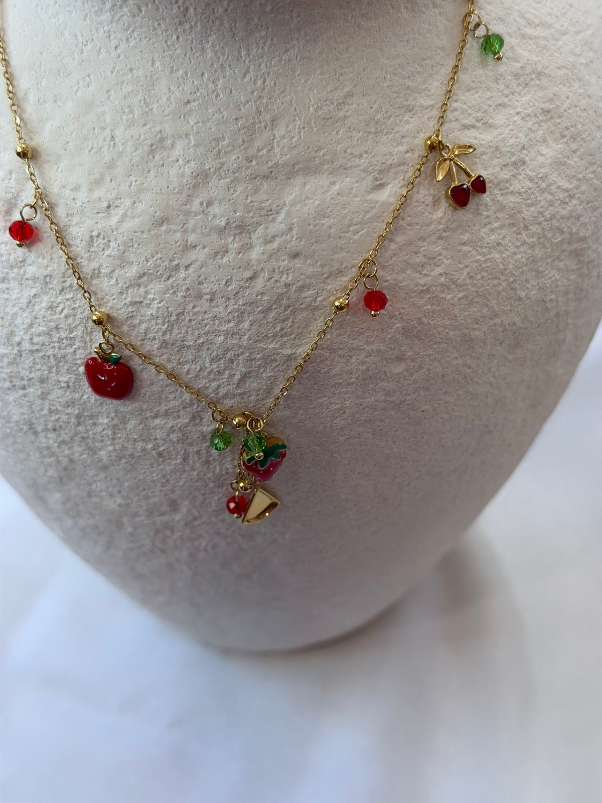 Crystal Fruit Necklace 18k Plated Steel