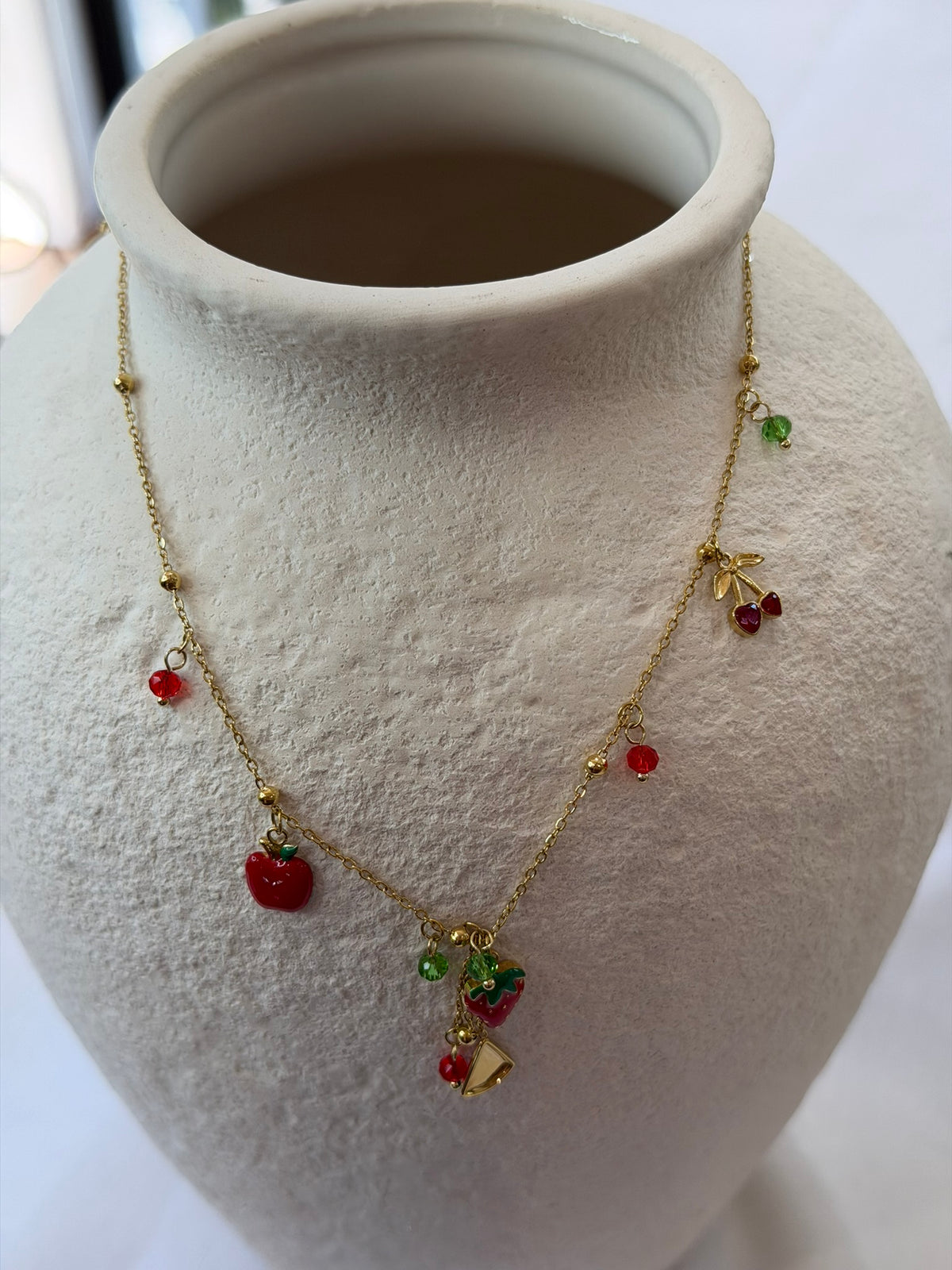 Crystal Fruit Necklace 18k Plated Steel