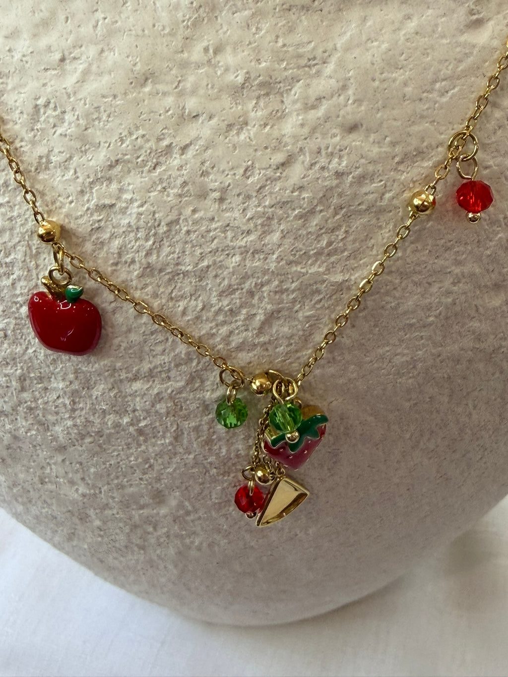 Crystal Fruit Necklace 18k Plated Steel
