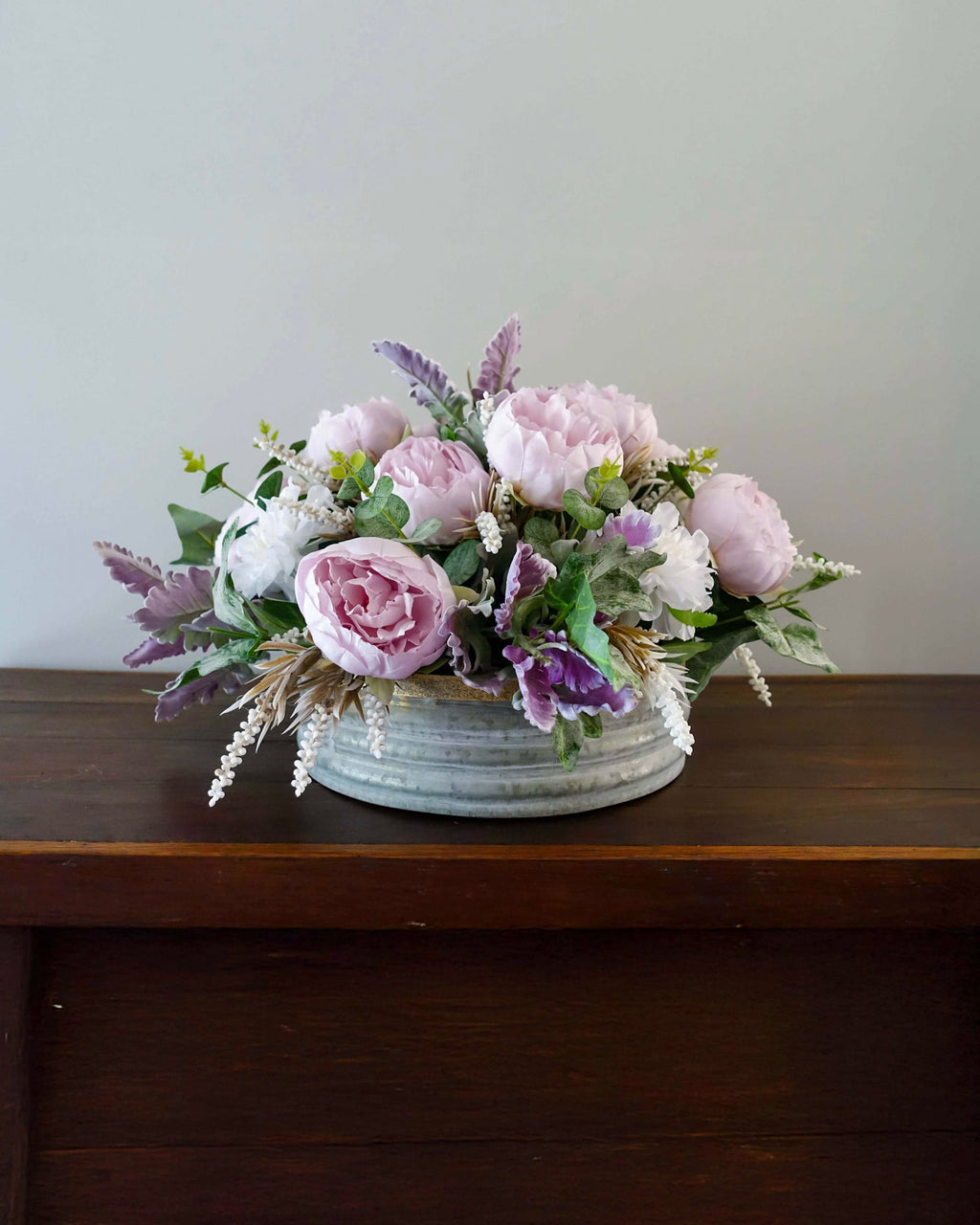 Peony Whisper Winter Tin Arrangement