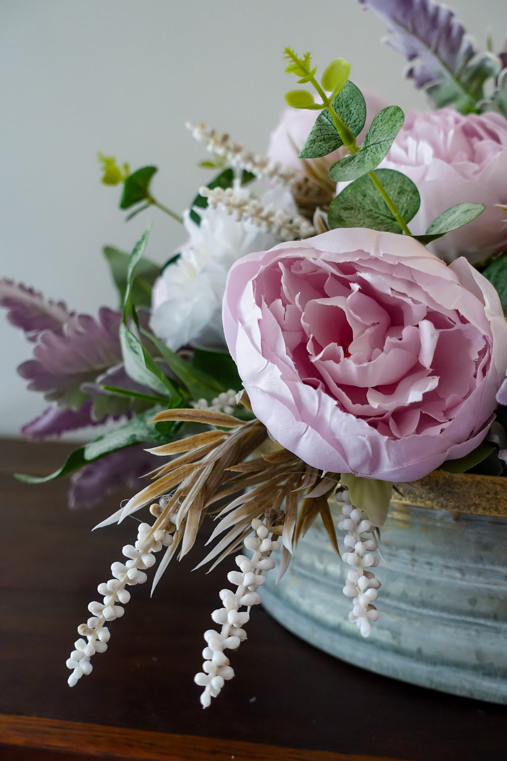 Peony Whisper Winter Tin Arrangement