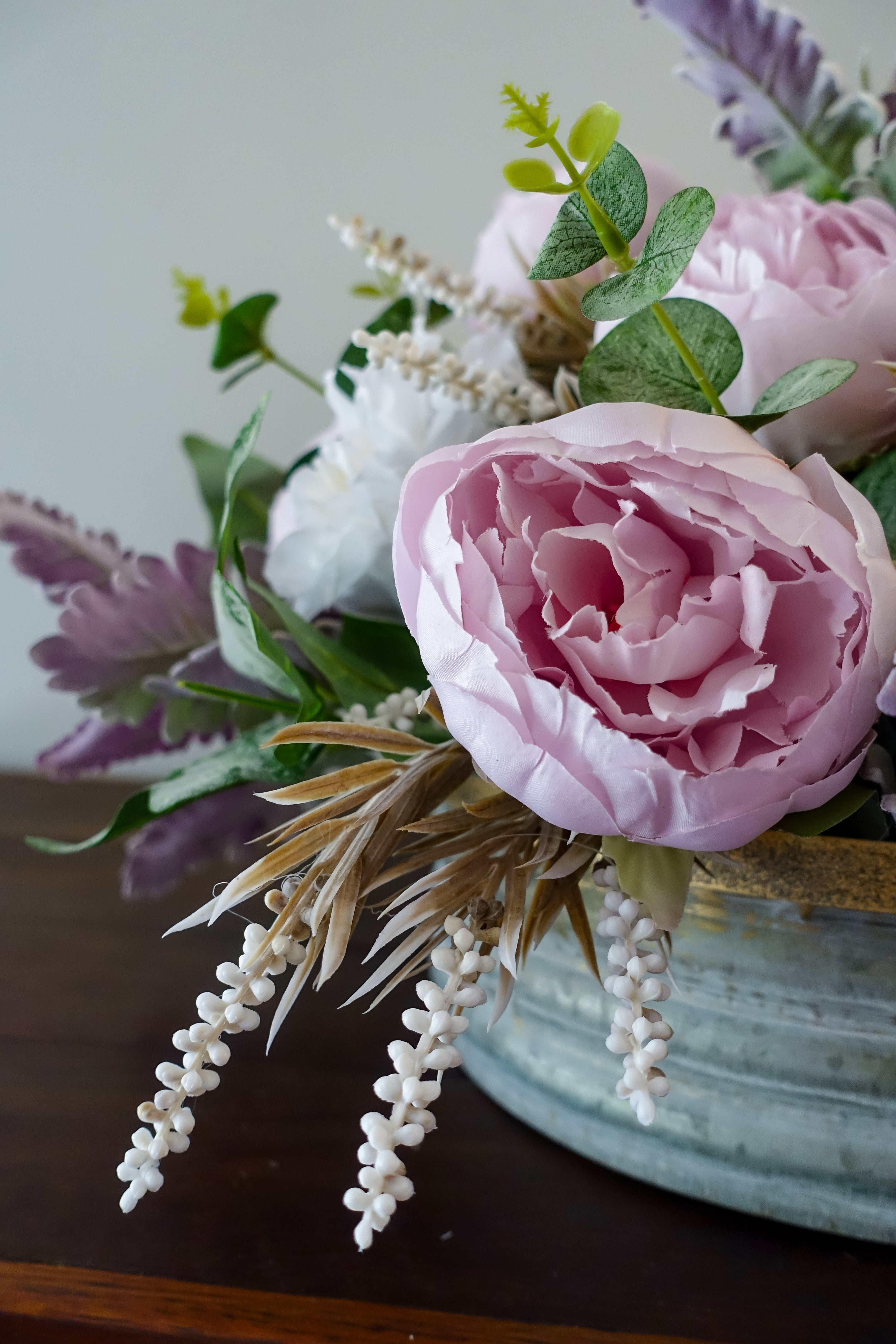 Peony Whisper Winter Tin Arrangement