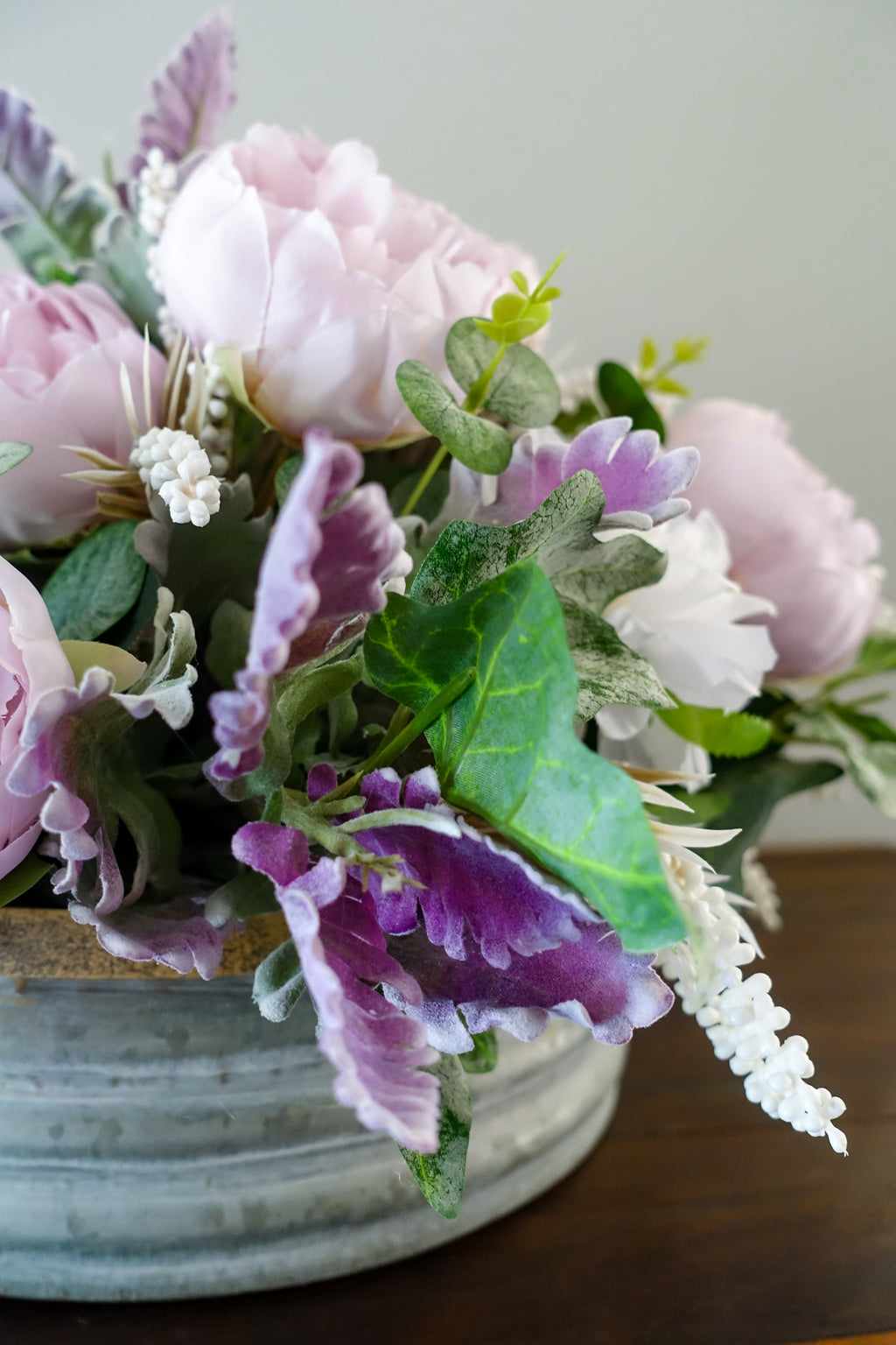 Peony Whisper Winter Tin Arrangement