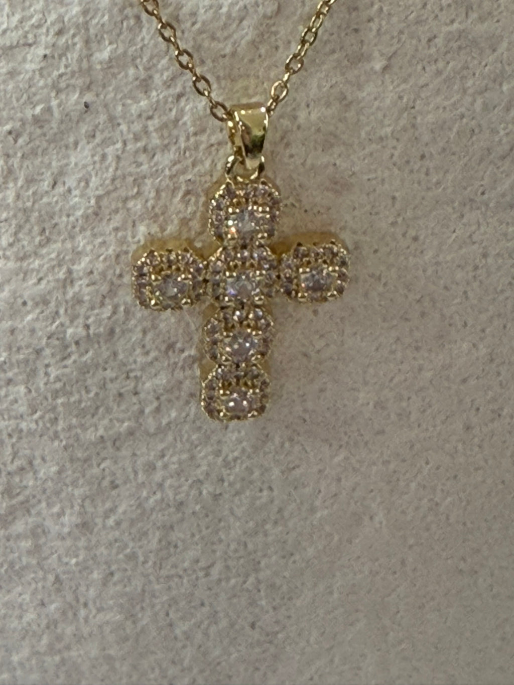 Elegant Cross Necklace 18k Gold Plated Steel