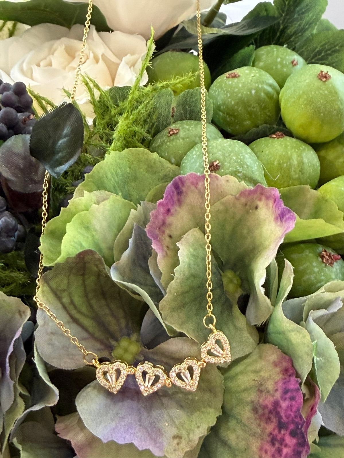 Four Heart Necklace 18k Gold Plated Steel