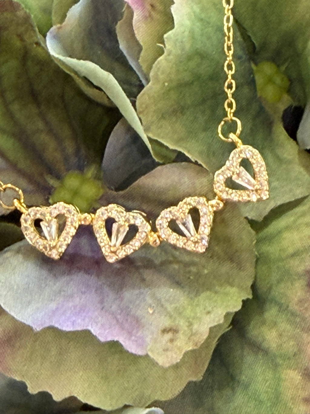 Four Heart Necklace 18k Gold Plated Steel