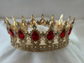 Gold Pet Crown with Red Stones