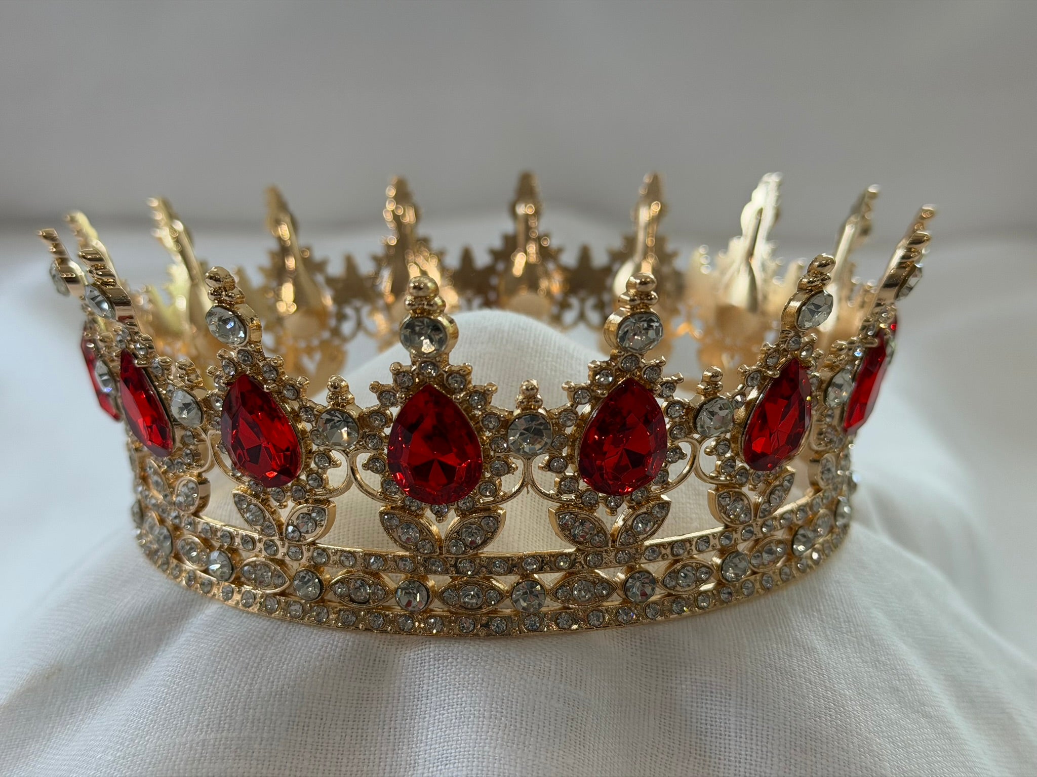 Gold Pet Crown with Red Stones