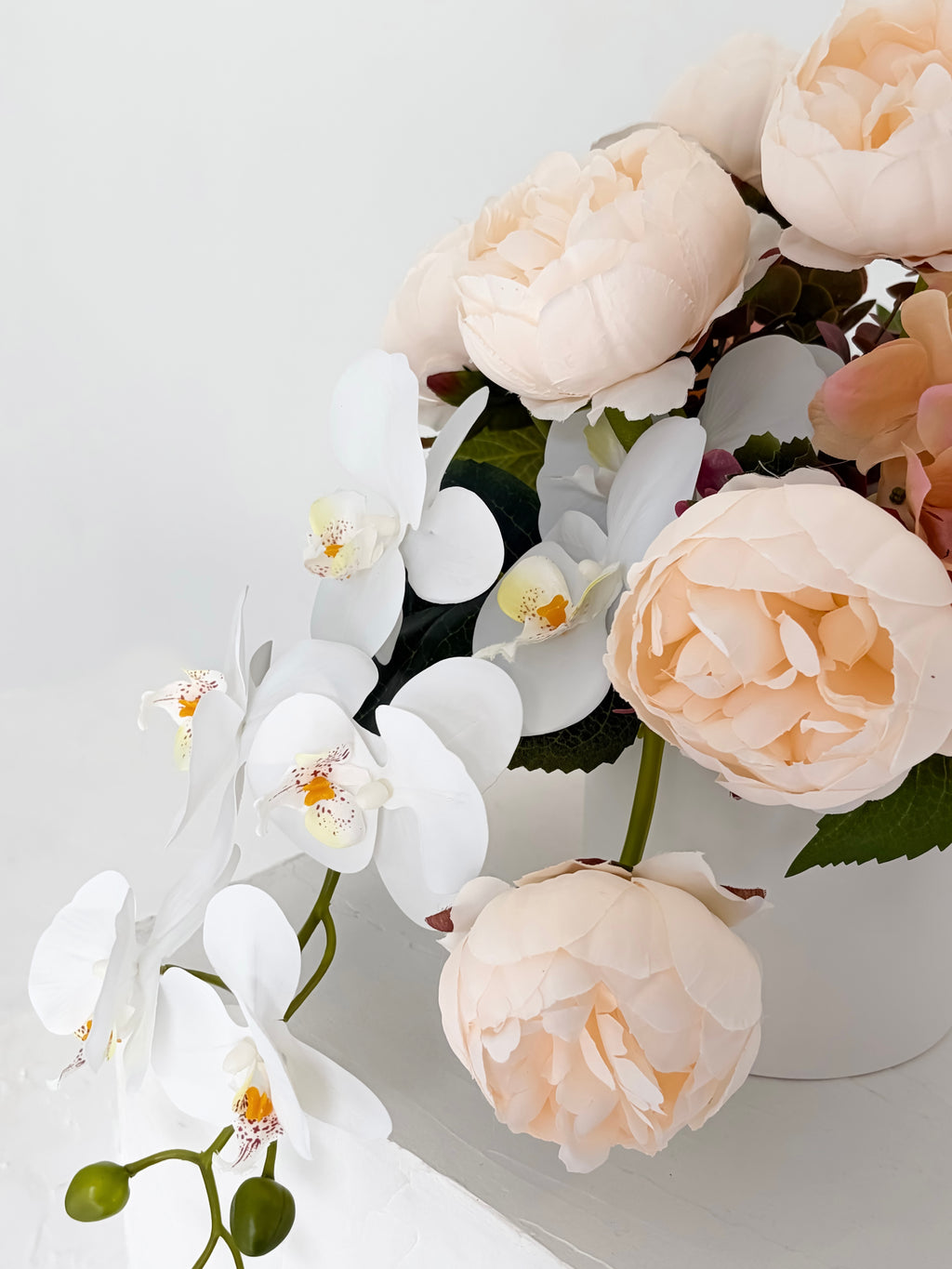 Peach Peony & Hydrangea Arrangement