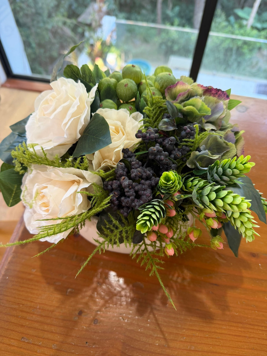 Wild Fig & Ivory Rose Arrangement