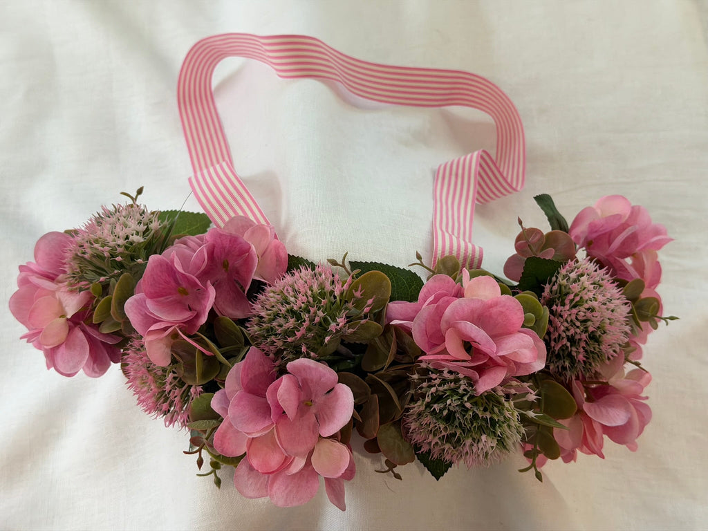 Mauve Thistle & Hot Pink Hydrangea Flower Crown detail