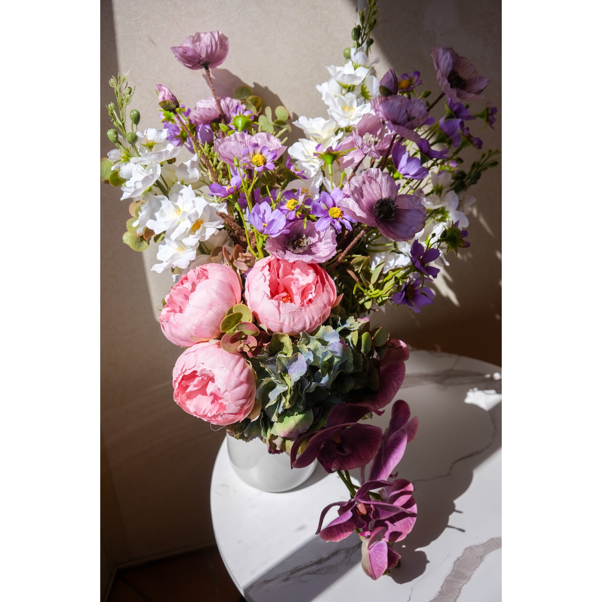 Orchid Cascade & Peony Garden Arrangement