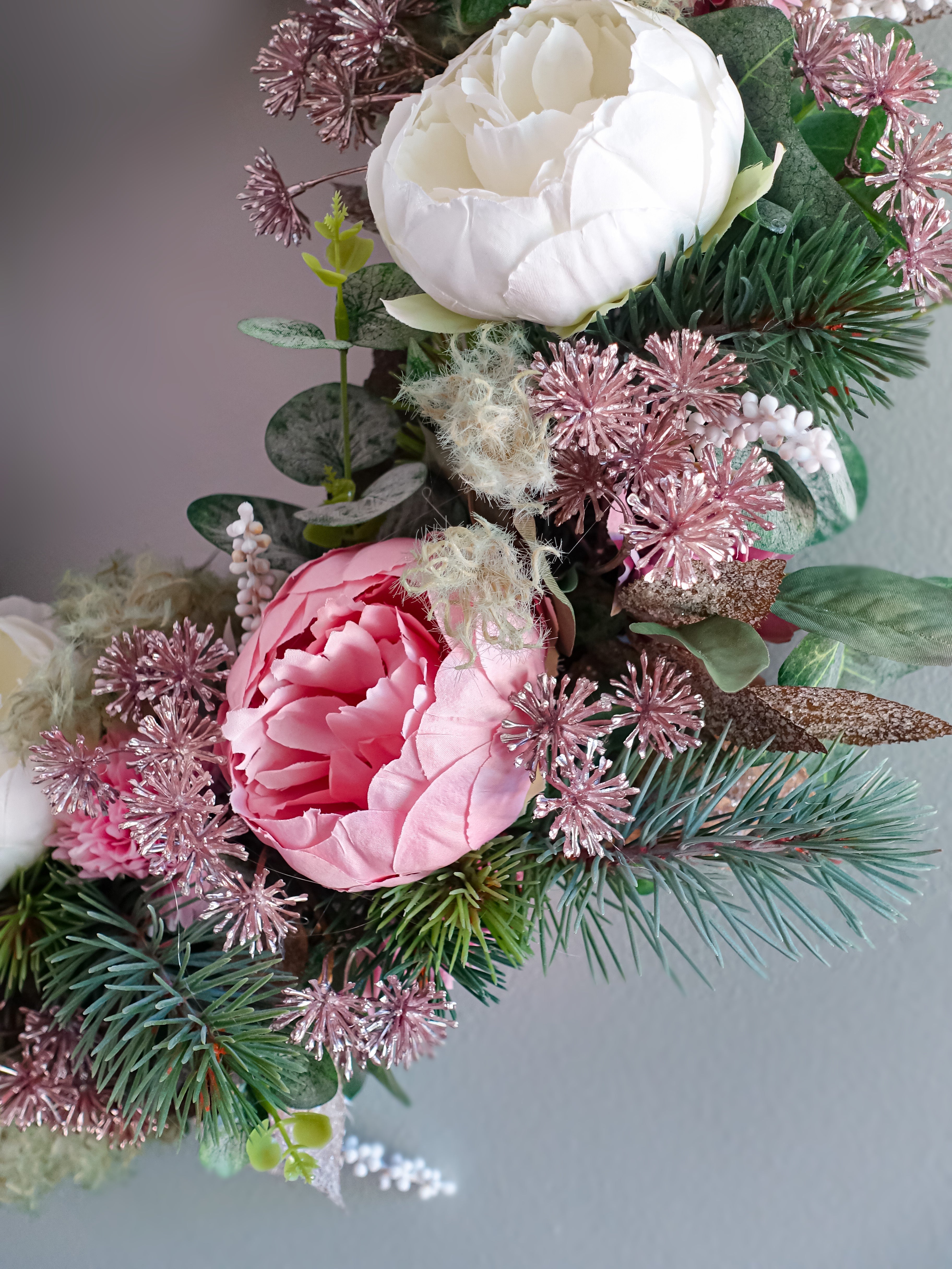 Pink Evergreen Wreath