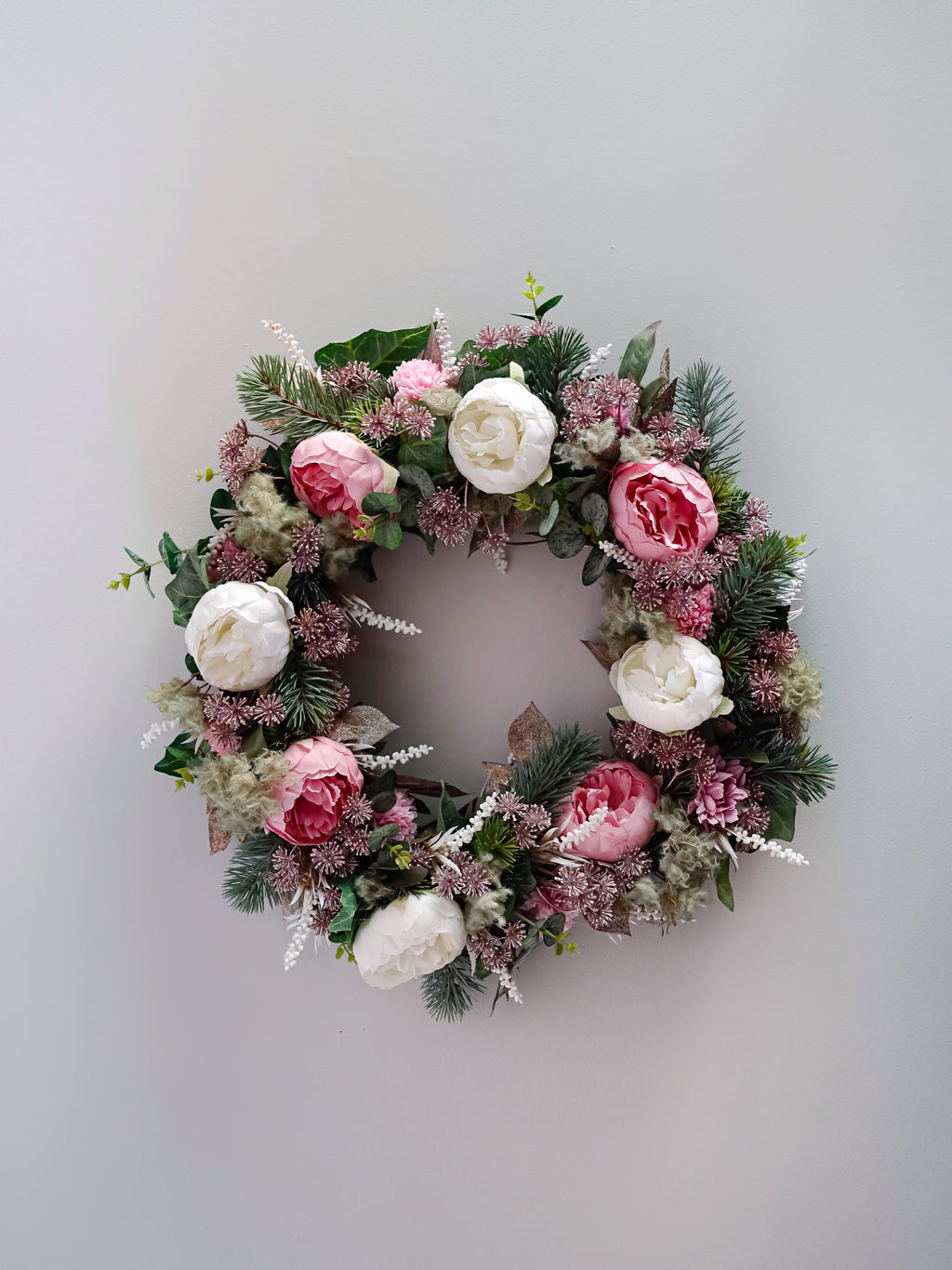 Pink Evergreen Wreath