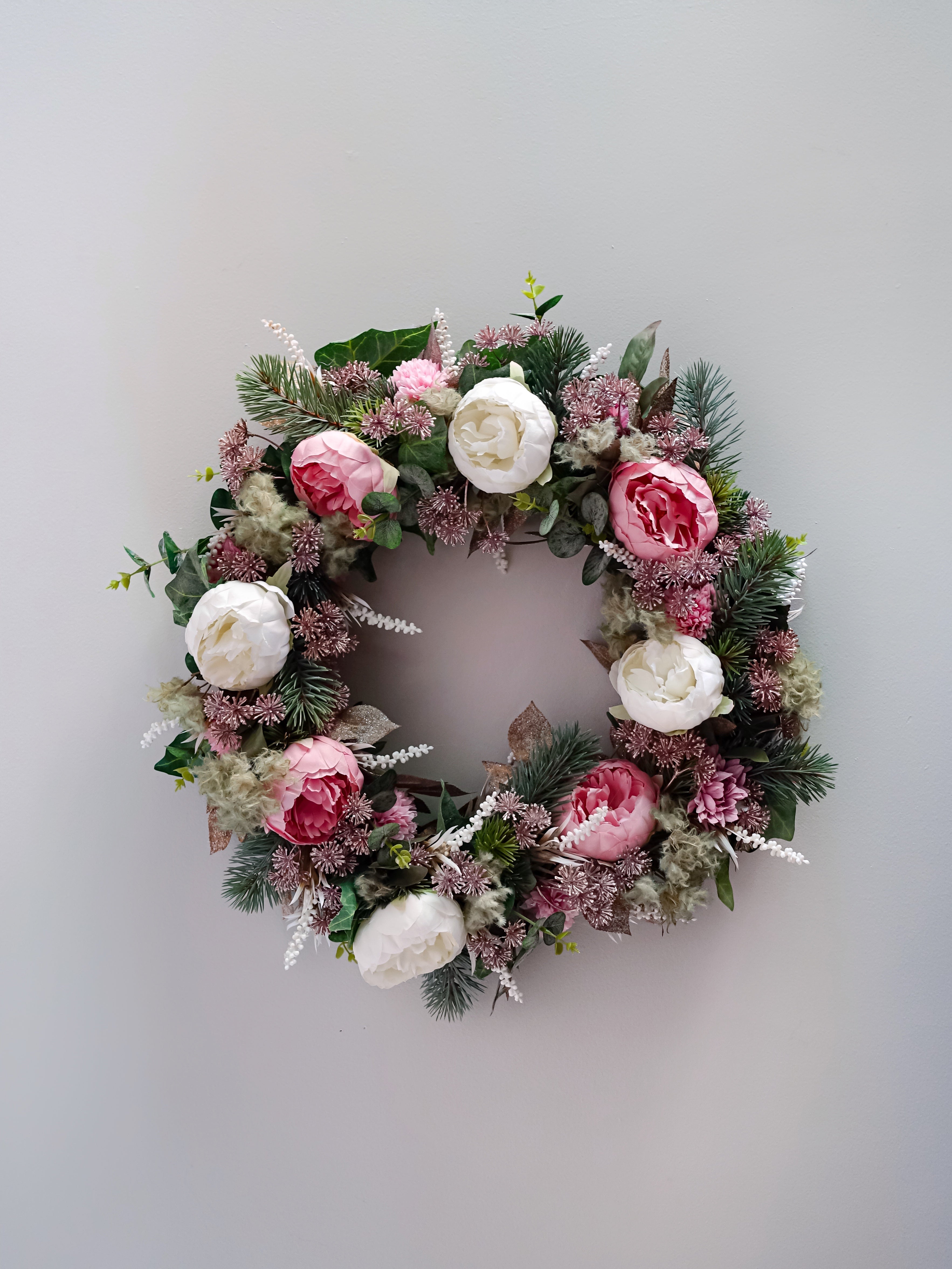 Pink Evergreen Wreath