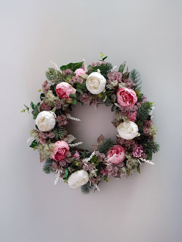 Pink Evergreen Wreath