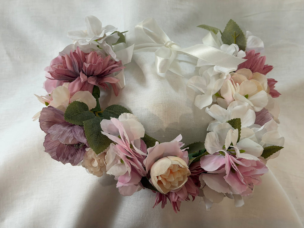 Pink Hydrangea, Dusty Pink Dahlias & Peach Ranunculus Flower Garland – Perfect for Pets & Humans