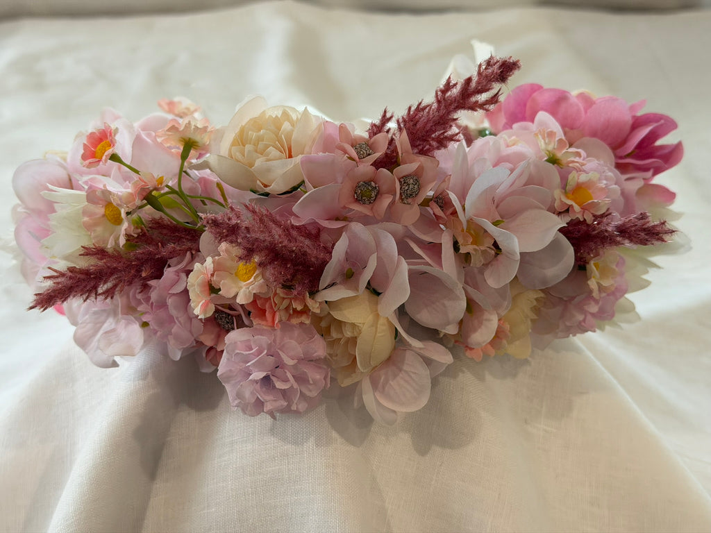 Pink Hydrangea, Peach Ranunculus & Pink Astilbe Flower Garland – Perfect for Pets & Humans
