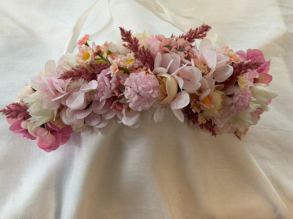 Pink Hydrangea, Peach Ranunculus & Pink Astilbe Flower Garland – Perfect for Pets & Humans