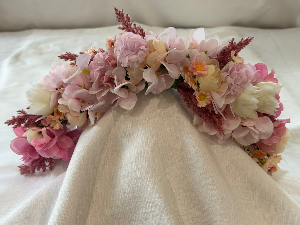 Pink Hydrangea, Peach Ranunculus & Pink Astilbe Flower Garland – Perfect for Pets & Humans