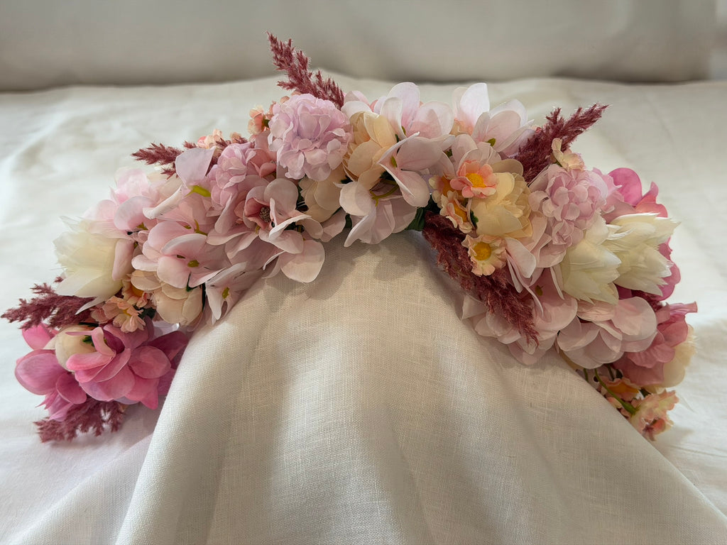 Pink Hydrangea, Peach Ranunculus & Pink Astilbe Flower Garland – Perfect for Pets & Humans