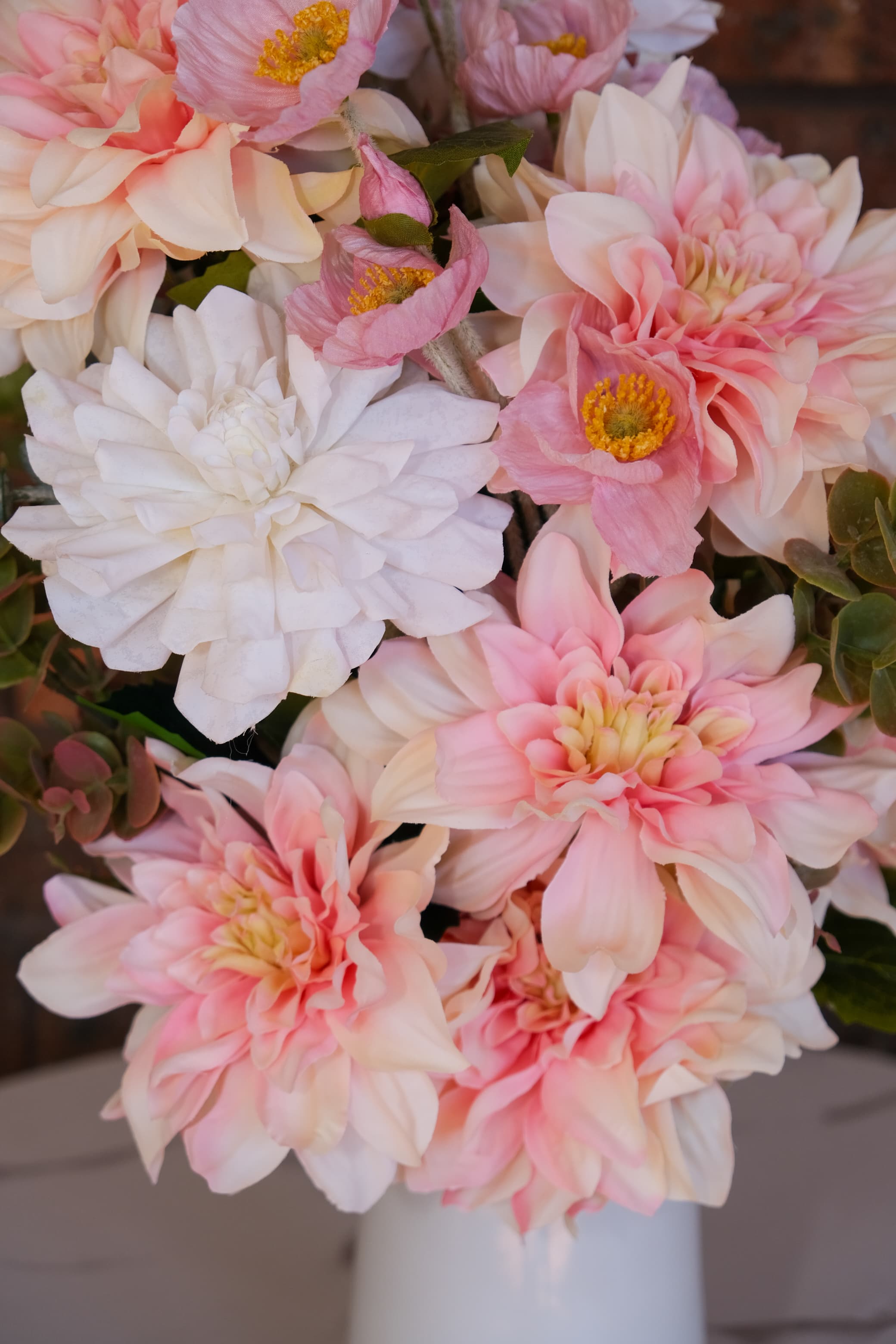 Blush Dahlia & Poppy Vase Arrangement