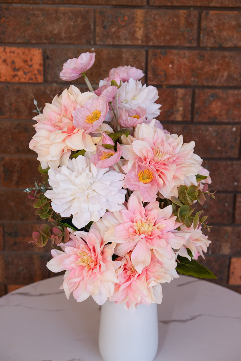 Blush Dahlia & Poppy Vase Arrangement
