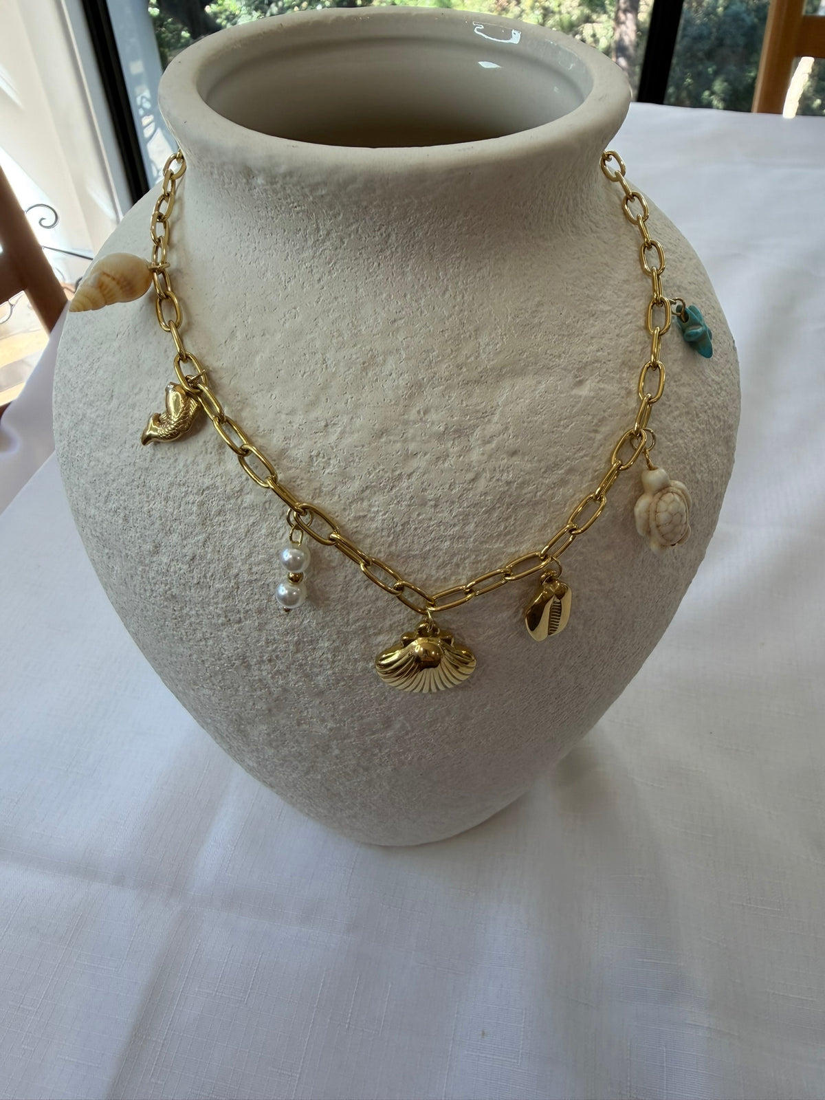 Seashells Necklace 18k Gold Plated Steel