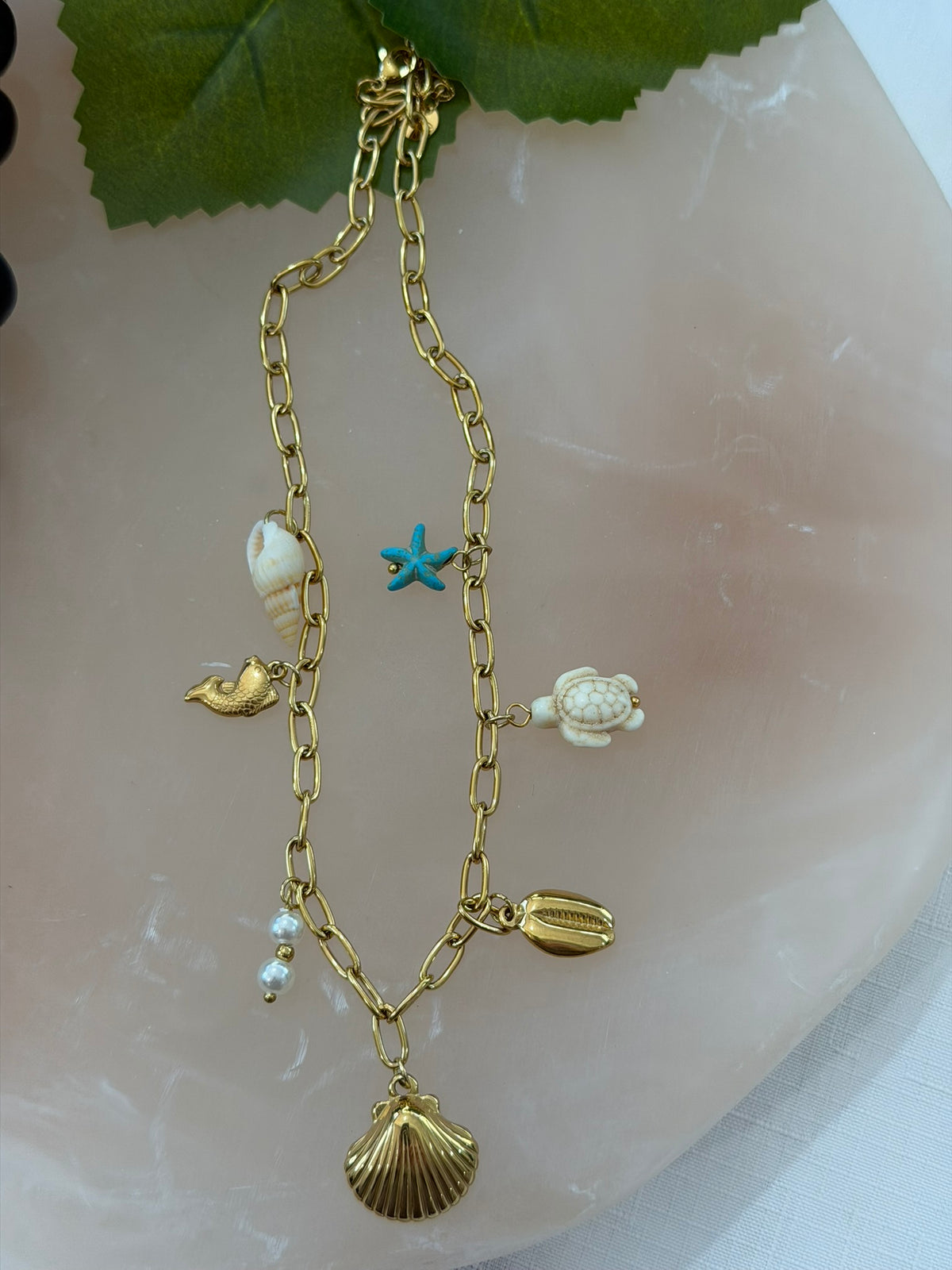 Seashells Necklace 18k Gold Plated Steel