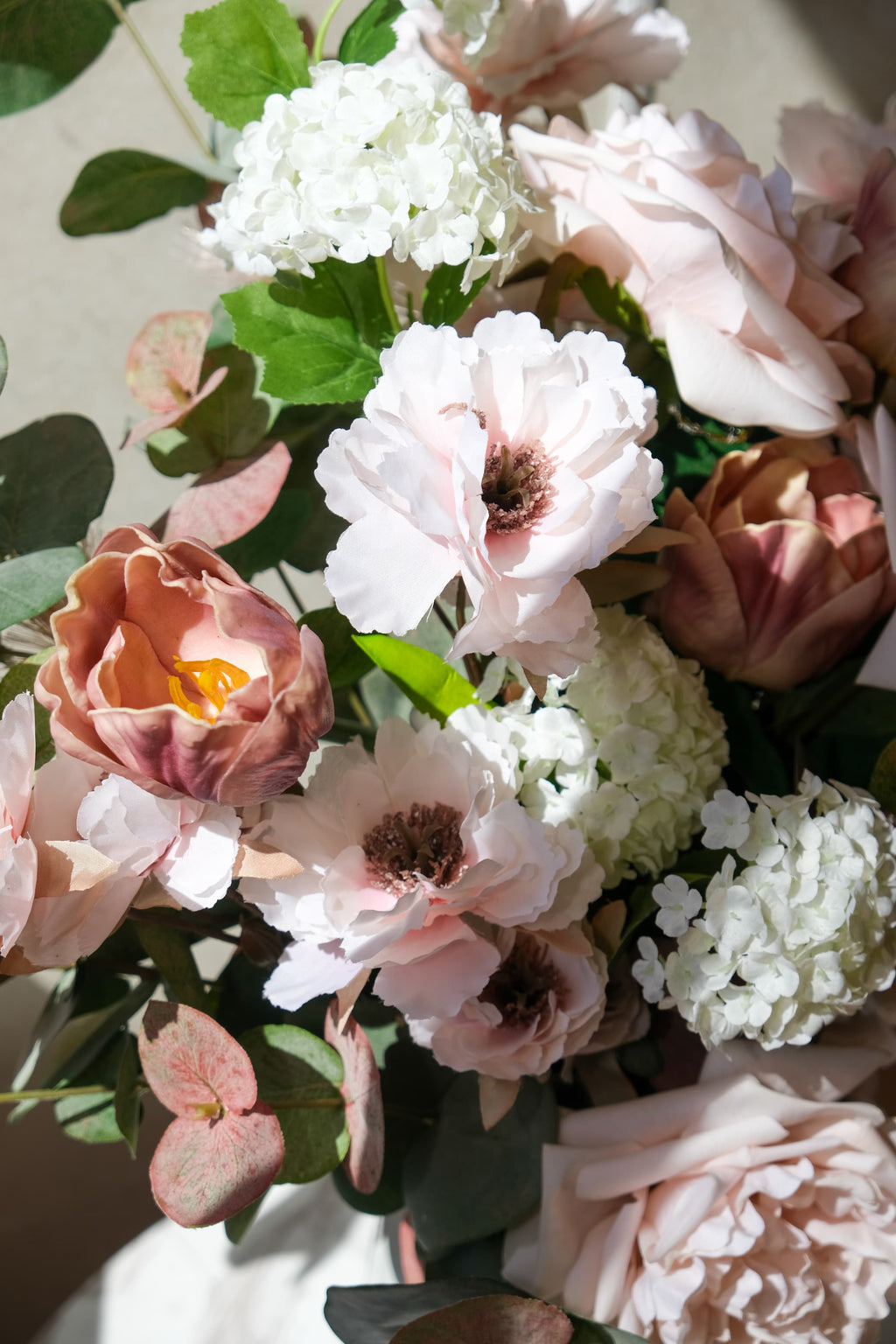 Garden Rose, Tulip & Snowball Vase Arrangement