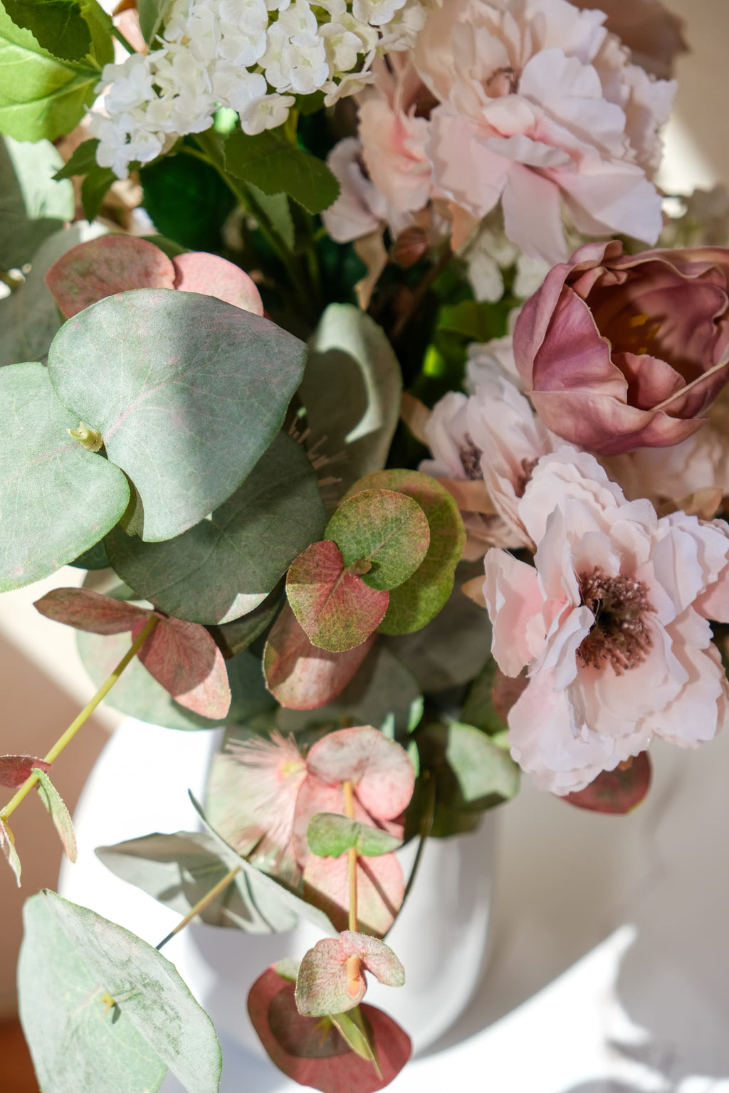Garden Rose, Tulip & Snowball Vase Arrangement