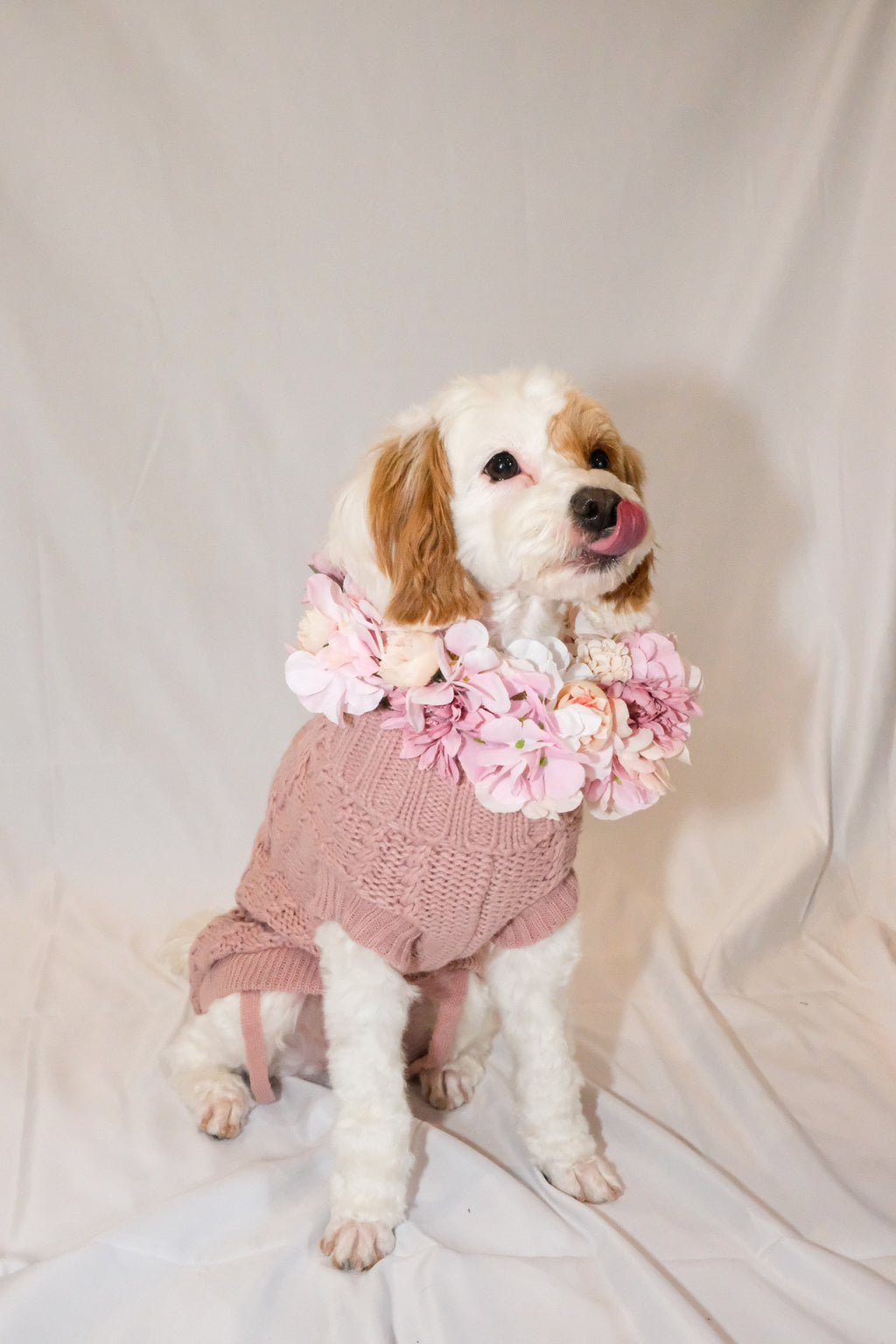 Pink Hydrangea, Dusty Pink Dahlias & Peach Ranunculus Flower Garland – Perfect for Pets & Humans